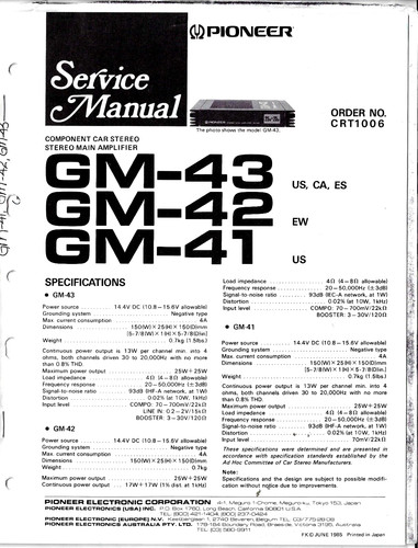 Pioneer gm43 gm 41 - pioneer, gm-41